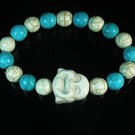 Wholesale 12pcs Turquoise White Smile Buddha Blue White Veins Beads Stretch Bracelet ZZ2331