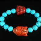 Wholesale 12pcs Turquoise Red Buddha Blue Veins Beads Stretch Bracelet ZZ2353
