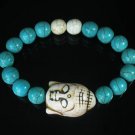 Wholesale 12pcs Turquoise White Buddha White Blue Veins Beads Stretch Bracelet ZZ2360