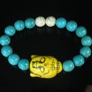 Wholesale 12pcs Turquoise Yellow Buddha White Blue Veins Beads Stretch Bracelet ZZ2364