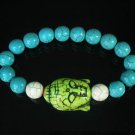Wholesale 12pcs Turquoise Green Buddha White Blue Veins Beads Stretch Bracelet ZZ2373