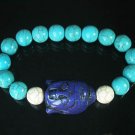 Wholesale 12pcs Turquoise Blue Buddha White Blue Veins Beads Stretch Bracelet ZZ2375