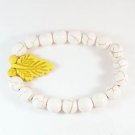 Wholesale 12pcs Turquoise Yellow Leaf White Veins Beads Stretch Bracelet ZZ2403