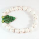 Wholesale 12pcs Turquoise Green Leaf White Veins Beads Stretch Bracelet ZZ2404