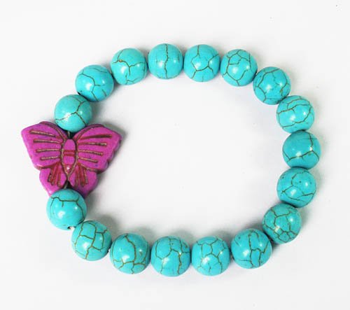 Wholesale 12pcs Turquoise Purple Butterfly Baby Blue Veins Beads Stretch Bracelet ZZ2418
