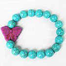 Wholesale 12pcs Turquoise Purple Butterfly Baby Blue Veins Beads Stretch Bracelet ZZ2418