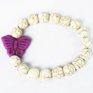 Wholesale 12pcs Turquoise Purple Butterfly White Veins Beads Stretch Bracelet ZZ2431