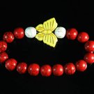 Wholesale 12pcs Turquoise Yellow Butterfly Red White Veins Beads Stretch Bracelet ZZ2453