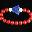 Wholesale 12pcs Turquoise Blue Butterfly Red White Veins Beads Stretch Bracelet ZZ2454