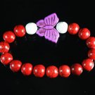 Wholesale 12pcs Turquoise Purple Butterfly Red White Veins Beads Stretch Bracelet ZZ2457