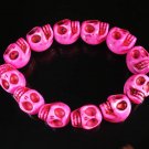 Wholesale 12pcs Turquoise Hot Pink Skull Beads Stretch Bracelet for Men ZZ2395