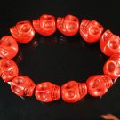 Wholesale 12pcs Turquoise Red Skull Beads Stretch Bracelet for Men ZZ2398