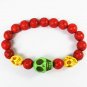 Wholesale 12pcs Turquoise Green Yellow Skull Bead Red Veins Ball Beads Stretch Bracelet ZZ2489