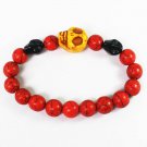 Wholesale 12pcs Turquoise Yellow Black Skull Bead Red Veins Ball Beads Stretch Bracelet ZZ2498