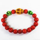 Wholesale 12pcs Turquoise Yellow Green Skull Bead Red Veins Ball Beads Stretch Bracelet ZZ2500