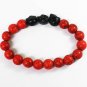 Wholesale 12pcs Turquoise Black Skull Bead Red Veins Ball Beads Stretch Bracelet ZZ2529