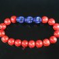 Wholesale 12pcs Turquoise Blue Skull Bead Red Veins Ball Beads Stretch Bracelet ZZ2537