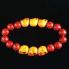 Wholesale 12pcs Turquoise Orange Skull Bead Red Veins Ball Beads Stretch Bracelet ZZ2556