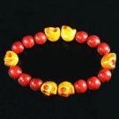 Wholesale 12pcs Turquoise Orange Skull Bead Red Veins Ball Beads Stretch Bracelet ZZ2568