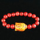 Wholesale 12pcs Turquoise Orange Buddha Bead Red Veins Ball Beads Stretch Bracelet ZZ2580