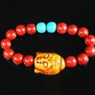 Wholesale 12pcs Turquoise Orange Buddha Bead Red Blue Veins Ball Beads Stretch Bracelet ZZ2600