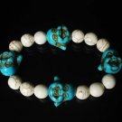 Wholesale 12pcs Turquoise Baby Blue Buddha White Veins Beads Prayer Mala Stretch Bracelet ZZ2608