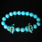 Wholesale 12pcs Turquoise Baby Blue Buddha Bead Veins Ball Beads Prayer Mala Stretch Bracelet ZZ2612