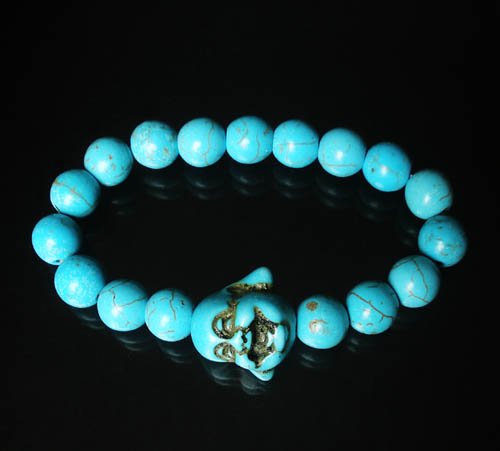 Wholesale 12pcs Turquoise Baby Blue Buddha Veins Beads Prayer Mala Stretch Bracelet ZZ2613