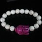 Turquoise Purple Buddha Beads White Veins Ball Beads Stretch Bracelet ZZ2614