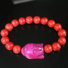 Turquoise Purple Buddha Beads Red Veins Ball Beads Stretch Bracelet ZZ2615
