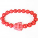 Turquoise Red Smile Buddha Red Veins Beads Prayer Mala Stretch Bracelet ZZ2618