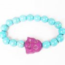 Turquoise Purple Smile Buddha Baby Blue Veins Beads Prayer Mala Stretch Bracelet ZZ2622