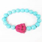 Turquoise Purple Smile Buddha Baby Blue Veins Beads Prayer Mala Stretch Bracelet ZZ2628