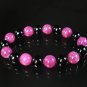 Women 7inch Polished Tibet & Nepal Stone Purple Black Beads Bracelet WZ2035-10M