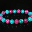 Women 7inch Polished Tibet & Nepal Stone Purple Green Beads Bracelet WZ2044-10M
