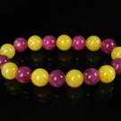 Women 7inch Polished Tibet & Nepal Stone Purple Yellow Beads Bracelet WZ2048-10M
