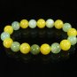 Women 7inch Polished Tibet & Nepal Stone Light Green Yellow Beads Bracelet WZ2061-10M