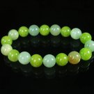 Women 7inch Polished Tibet & Nepal Stone Light Green Olive Green Bead Bracelet WZ2062-10M