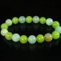 Women 7inch Polished Tibet & Nepal Stone Light Green Olive Green Bead Bracelet WZ2062-10M