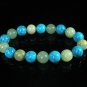 Women 7inch Polished Tibet & Nepal Stone Light Green Baby Blue Beads Bracelet WZ2067-10M