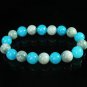 Women 7inch Polished Tibet & Nepal Stone Light Color Baby Blue Beads Bracelet WZ2101-10M