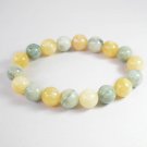 Women 7inch Polished Tibet & Nepal Stone Light Color Yellow Beads Bracelet WZ2162-10M