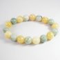 Women 7inch Polished Tibet & Nepal Stone Light Color Yellow Beads Bracelet WZ2162-10M