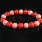 Women 7inch Polished Tibet & Nepal Stone Red Pink Veins Beads Bracelet WZ2166-10M