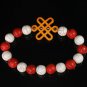 Charming Turquoise Colorful ORANGE Chinese Knot Bead WHITE RED Veins Beads Stretch Bracelet ZZ2685
