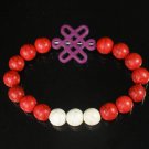 Charming Turquoise Colorful Chinese PURPLE Knot Bead WHITE RED Veins Beads Stretch Bracelet ZZ2690