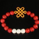 Charming Turquoise Colorful Chinese YELLOW Knot Bead WHITE RED Veins Beads Stretch Bracelet ZZ2692