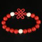 Charming Turquoise Colorful Chinese RED Knot Bead WHITE RED Veins Beads Stretch Bracelet ZZ2708