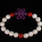 Charming Turquoise Colorful Chinese PURPLE Knot Bead WHITE RED Veins Beads Stretch Bracelet ZZ2715