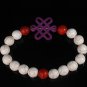 Charming Turquoise Colorful Chinese PURPLE Knot Bead WHITE RED Veins Beads Stretch Bracelet ZZ2715